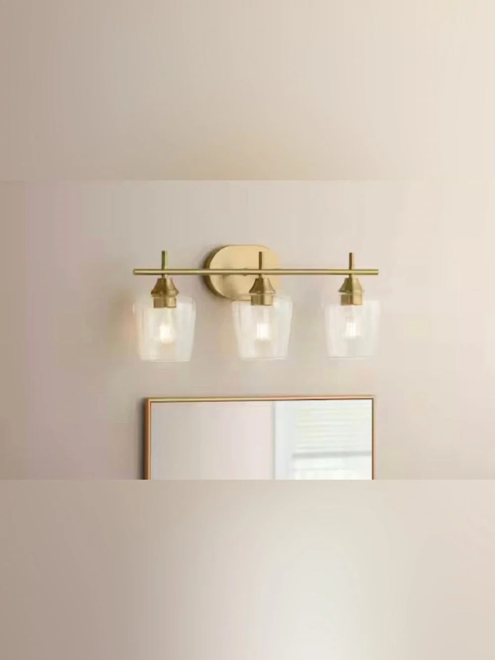 New Hampton Bay Pavlen Antique Brass Vanity Light with Clear Glass